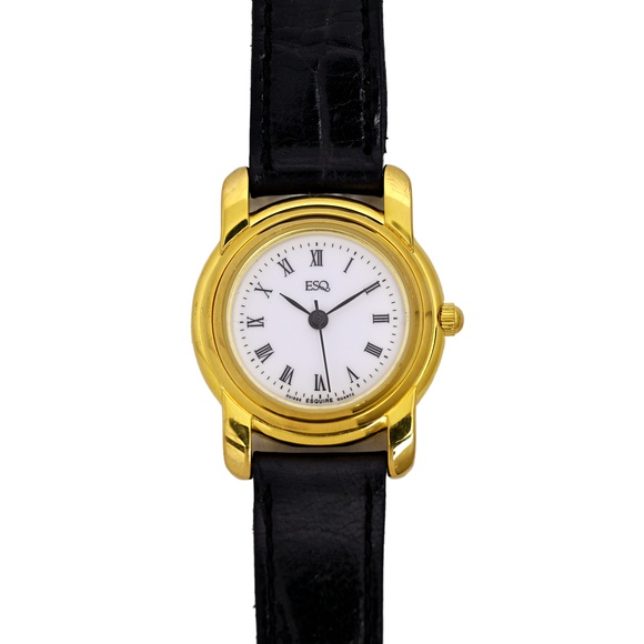 ESQ Movado Ladies Gold Tone White Dial Roman Numerals Swiss Movement Wrist Watch - Picture 1 of 8